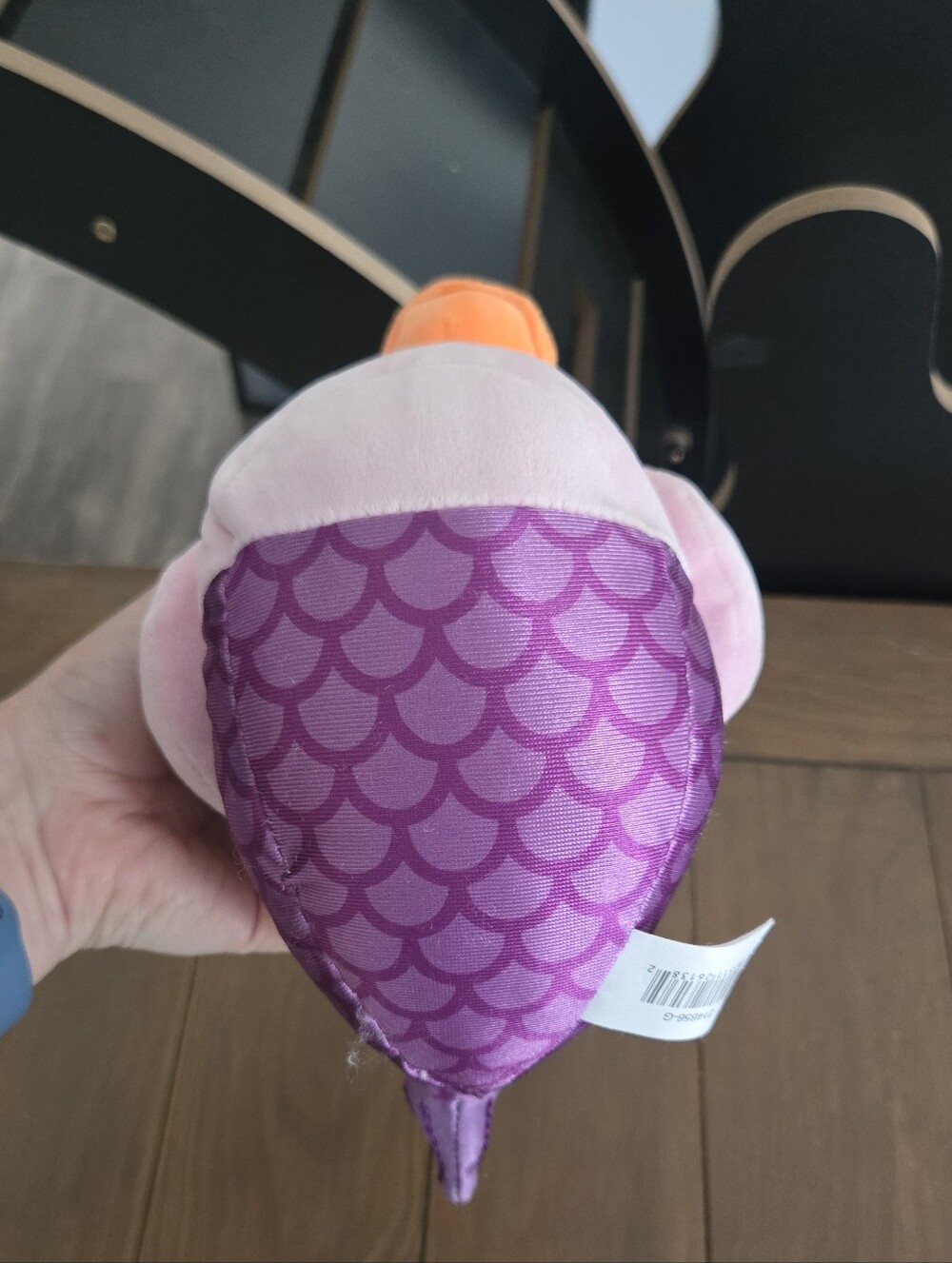 Plush Pink Mermaid Duck Toy with Orange Beak Shell Bikini Design - Picture 6 of 6